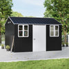 12 x 10FT Galvanised Garden Tool Storage Shed with Lockable Door, Double Windows