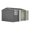 10x8FT Steel Apex Garden Shed Tool Equipment Organize W/Window Door Grey