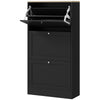 Narrow Shoe Cabinet with 3 Flip Drawers for 18 Pairs of Shoes Black