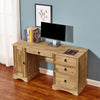 Solid Pine Computer Desk Home Office Table with 1 Door 3 Drawers Storage Waxed
