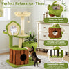 Cute Cat Tree for Adult Cats with Plush Napping Bed & Pompom-Green