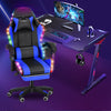 Gaming Chair 12 RGB LED Lights Computer Office Chair Swivel Chair Footrest Blue