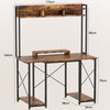 Gunji LED Gaming Desk 120cm PC Table with Monitor Stand & Socket Storage Shelves