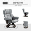 Swivel Recliner Chair with Footstool, PU Leather Manual Recliner Armchair, Grey