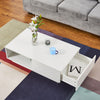 Wooden Coffee Table with Storage Drawer Shelf Sofa Side End Table with LED Light