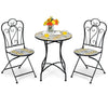 3 Piece Patio Bistro Set Mosaic Metal Dining Set Garden Table and Folding Chairs