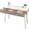 Dressing Table Makeup Vanity Set Desk with Round Mirror 3 Drawers Stool Bedroom