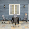 Set of 4 Garden Dining Chair Set Outdoor w/ High Back Armrest Grey