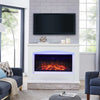 2kW Electric Fireplace LED Log Fire Flame White Surround Stand Heater Set 34''