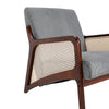 Wooden Frame Accent Armchair Corduroy Fabric Rattan Arm Padded Seat Single Sofa