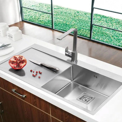 1.0 Bowl Stainless Steel Kitchen Sink Washing Basin With Drainer Waste Pipe Kits