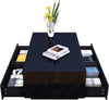 Black Gloss Coffee Table with 4 Drawers & LED Lights Modern 85x55x35cm