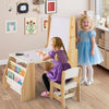 Children Furniture Set Multifunctional Kids Activity w/ Easel & Chair-Natural