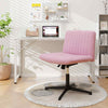 Mid Back Swivel Task Chair Bedroom Adjustable Criss Cross Legged Chair-Pink