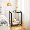 Set of 2 Side Tables End Table Nightstands Tempered Glass Bedside Tables Black