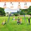 4-in-1 Outdoor Kids Swing Set Heavy-Duty Backyard Metal Playset with Slide