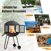 Patio Fire Pit BBQ Mobile Firepit Rolling Wood Burning Firepit w/Wheels & Handle