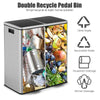 Metal Step Trash Can 60L Step Trash Garbage Can W/Dual Compartments