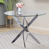 Glass Dining Table Set with 4 Chairs Faux Leather Living Room Kitchen Furniture