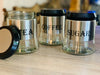 Set Of 3 Tea Coffee Sugar Canisters Jars Kitchen Storage Containers Glass Pots