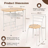 Small Table and 2 Chairs 3PCS Bar Kitchen Dining Breakfast Furniture Set W/Shelf