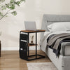 Small Sofa Side Table LED Light Coffee End Table Round Living Room with Storage