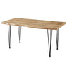 Dining Table, Live Edge Effect Top Kitchen Table, 1.6m Wooden Table, Metal Legs