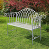 Grey Garden Bench Metal 2 Seater Patio Chair Outdoor Seating Ornate Design