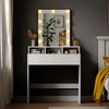 Bedroom Modern Dressing Table Vanity Desk With Drawers Shelves LED Mirror White