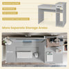 COSTWAY Computer Desk Laptop PC Desk with Drawer & CPU Stand-Grey