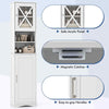 Narrow Corner Floor Cabinet 67” Tall Bathroom Cabinet with 2 Doors-White