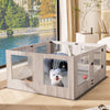 Tempered Glass Dog Playpen Safe Pet Whelping Pen Box with Puppy Protective Rails
