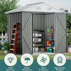 Outdoor Lockable Grey Door Shed Storage Room Metal Tool Sheds House 10x10ft UK