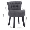 Grey Linen Makeup Chair for Vanity Button-Tufted Dressing Table Stool Wooden Leg