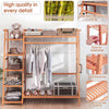 Heavy Duty Wooden Clothes Rail Rack Garment Hanging Stand Corner Open Wardrobe
