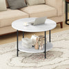 Round 2-Tier Coffee Table with Storage Shelf, Rustic Wood & Metal