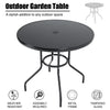 80cm Black Round Garden Table Outdoor Cafe Patio Dining Table with Parasol Hole