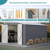 10X12FT Metal Garden Shed Apex Roof With Free Foundation Base Storage House Grey