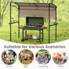 Outdoor Patio BBQ Canopy w/ Metal Shelves & Hooks-Brown