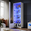 White High Gloss all Display Cabinet Cupboard Storage Sideboard with LED Lights