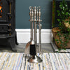 Pewter Finish Four Piece Fireside Companion Set - 40cm