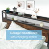 Double Size Bed Frame Metal Platform Bed w/4 Storage Drawers & Storage Headboard