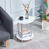 2 Tier White Tempered Glass Side End Table Storage Shelf Stainless Steel Tubes