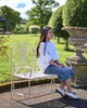 Deluxe 'Celine' Ornate Two Seater Garden Bench in Antique White
