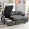 Sofa Bed Pull Out 2 In 1 Sectional Sleeper Couch With Storage, Cup Holder, Grau