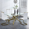 Dining Chairs Set of 4 Faux Leather Cantilever Chairs with Golden Metal Frame