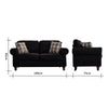 2, 3 Seater Black Linen Fabric Couch Sofa Armchair with 2 Pillows Living Room