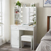 White Vanity Makeup Dressing Table Set w/Stool Drawer&Mirror Jewelry Wood Desk
