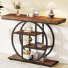 41.3'' Console Table, Industrial 4-Tier Sofa Table Entryway Table w/ Circle Base