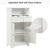 Bathroom Floor Cabinet Wooden Storage Cupboard with Adjustable Shelf & Doors